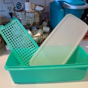 Vintage Tupperware bright mint green Storage Container Set